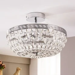 Gang|Loftlamper ^ Lindby loftlampe Mondrian, 35 cm, krom, krystal