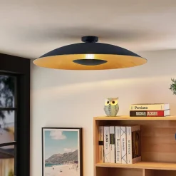 Lindby Loftlamper|Loftlamper > loftlampe Narisara, Ø 80 cm, E27, sort-guld