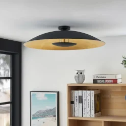 Lindby Loftlamper|Loftlamper > loftlampe Narisara, Ø 80 cm, E27, sort-guld