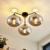 Loftlamper|Loftlamper ^ Lindby loftlampe Navidia, Ø 67 cm, sort, røgfarvet glas