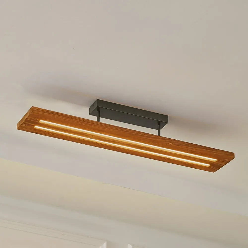 Lindby Loftlamper|Loftlamper > loftlampe Nesaja, sort, træ, 98 cm, dæmpbar