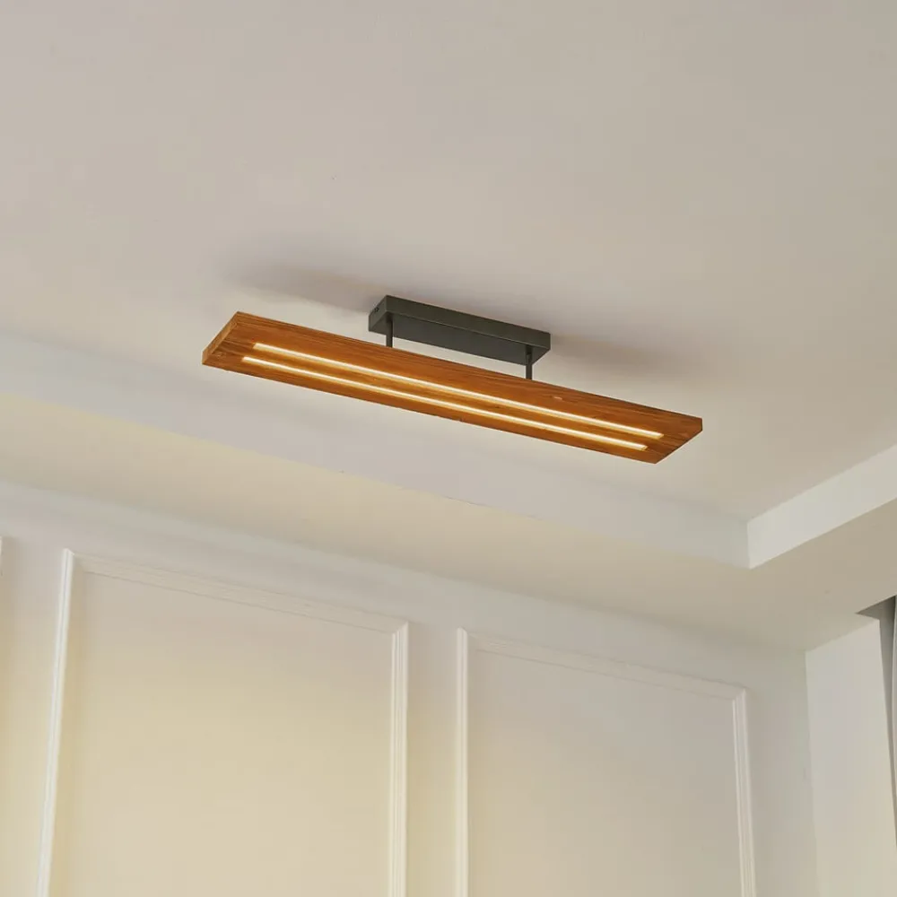 Lindby Loftlamper|Loftlamper > loftlampe Nesaja, sort, træ, 98 cm, dæmpbar