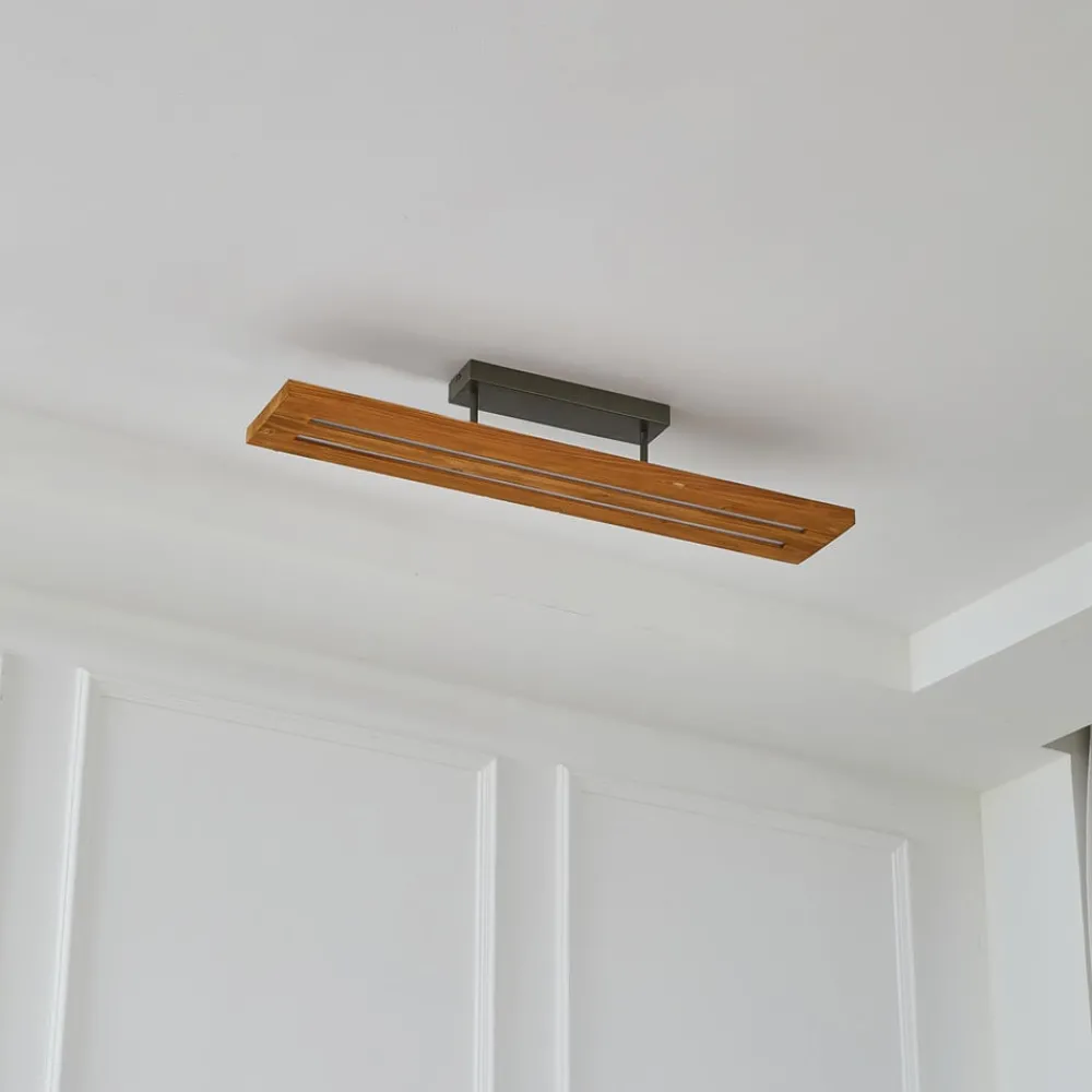 Lindby Loftlamper|Loftlamper > loftlampe Nesaja, sort, træ, 98 cm, dæmpbar