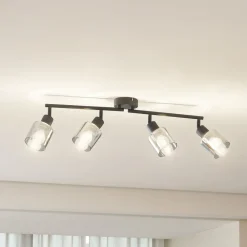 Spotlights ^ Lindby loftlampe Netty, 4 lyskilder, grå, glas
