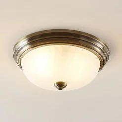 Lindby Gang|Loftlamper > loftlampe Pakka, messingfarvet, glas, 31 cm, E27