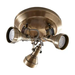 Loftlamper|Loftlamper ^ Lindby loftlampe Perseas, Ø 22cm, 3 lyskilder, antik messing, GU10