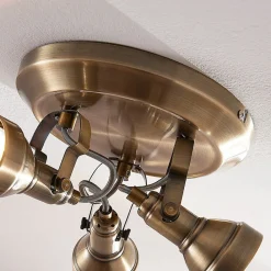 Loftlamper|Loftlamper ^ Lindby loftlampe Perseas, Ø 22cm, 3 lyskilder, antik messing, GU10
