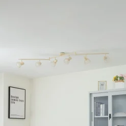 Loftlamper|Loftlamper ^ Lindby loftlampe Piena, beige, 6 lyskilder, metal, 150 cm