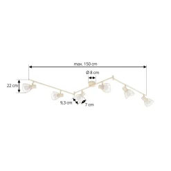 Loftlamper|Loftlamper ^ Lindby loftlampe Piena, beige, 6 lyskilder, metal, 150 cm