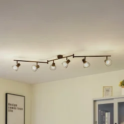Lindby Gang|Loftlamper > loftlampe Piena, sort, 6 lyskilder, metal, 150 cm