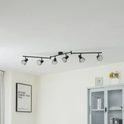Lindby Gang|Loftlamper > loftlampe Piena, sort, 6 lyskilder, metal, 150 cm