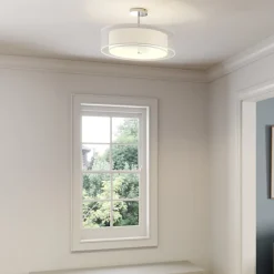 Lindby Gang|Loftlamper > loftlampe Pikka, hvid, tekstil, Ø 50 cm, E27