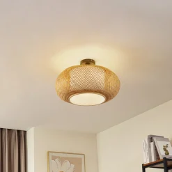 Lindby Pendellamper|Loftlamper > loftlampe Romaine, bambus, natur/hvid, Ø 50 cm