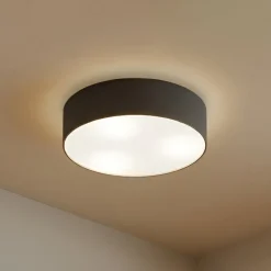 Lindby Loftlamper|Pendellamper > loftlampe Sebatin, Ø 40 cm, grå, stof, E27