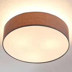 Gang|Loftlamper ^ Lindby loftlampe Sebatin, Ø 50 cm, grå, stof, E27