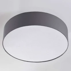 Gang|Loftlamper ^ Lindby loftlampe Sebatin, Ø 50 cm, grå, stof, E27