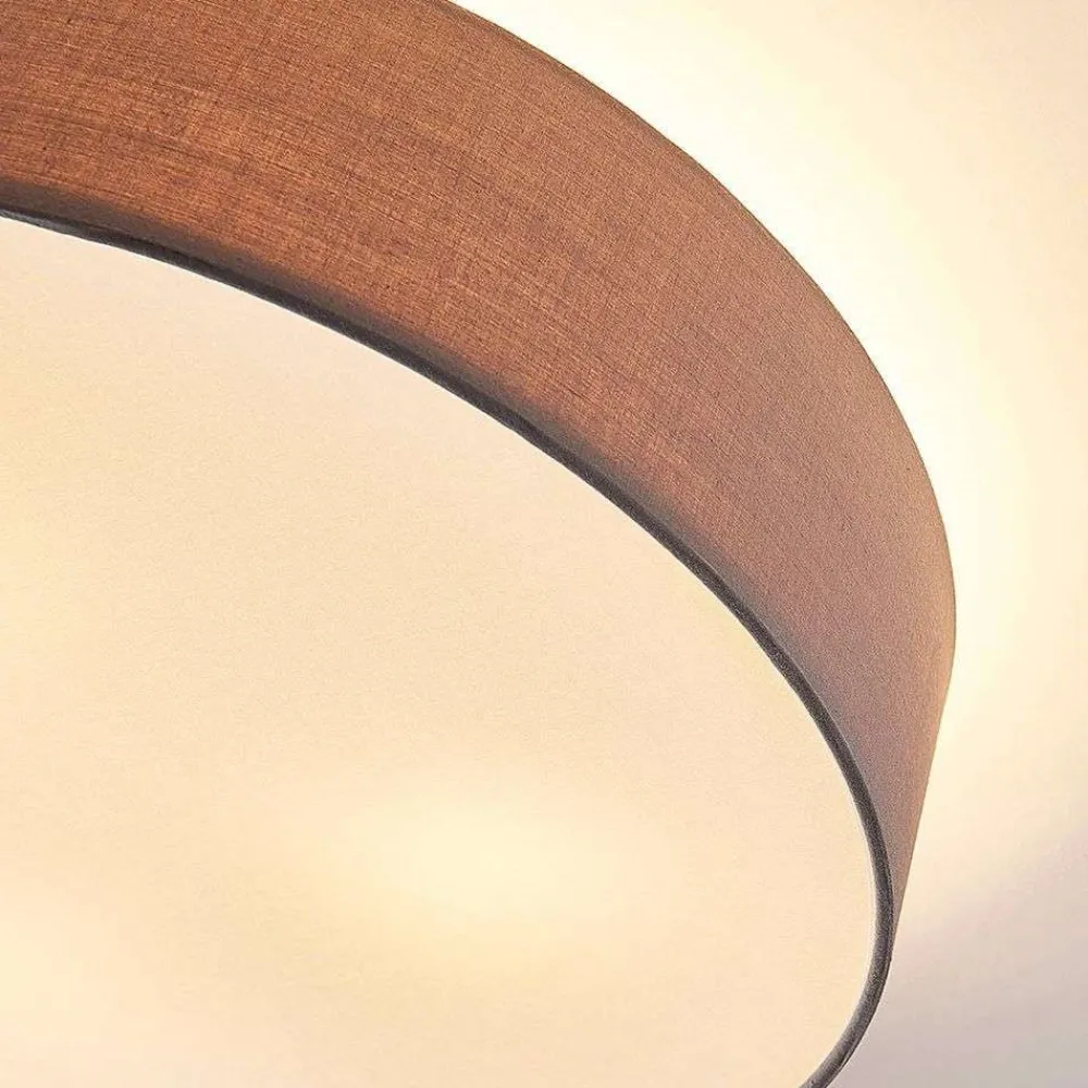 Gang|Loftlamper ^ Lindby loftlampe Sebatin, Ø 50 cm, grå, stof, E27