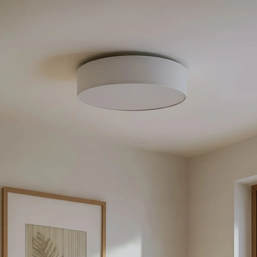 Lindby Gang|Loftlamper > loftlampe Sebatin, Ø 50 cm, hvid, stof, E27