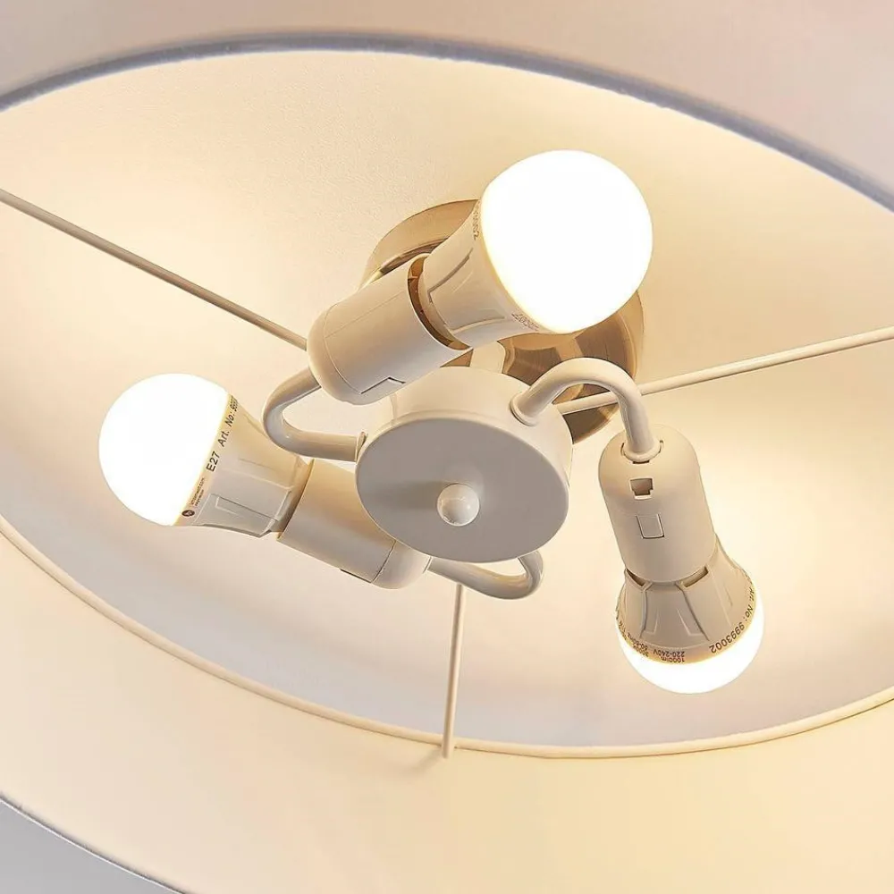 Lindby Gang|Loftlamper > loftlampe Sebatin, Ø 50 cm, hvid, stof, E27