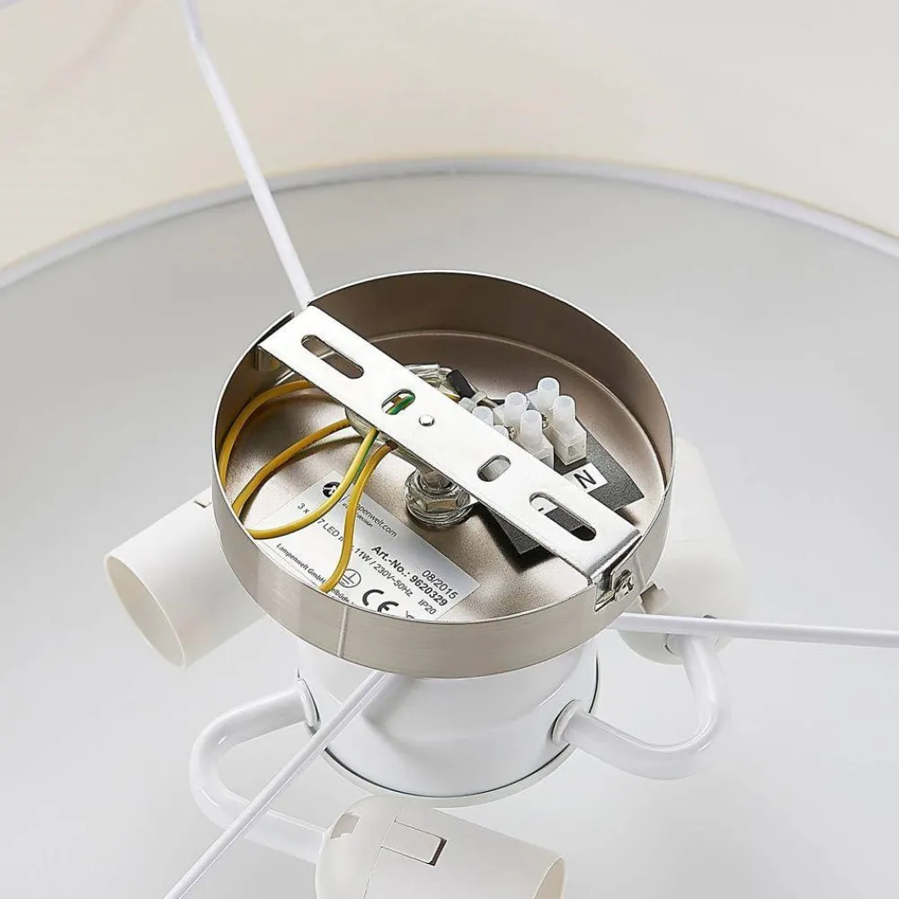 Lindby Gang|Loftlamper > loftlampe Sebatin, Ø 50 cm, hvid, stof, E27
