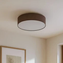Lindby Gang|Loftlamper > loftlampe Sebatin, Ø 50 cm, lysebrun, stof, E27