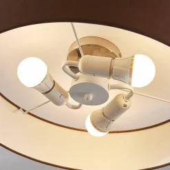 Lindby Gang|Loftlamper > loftlampe Sebatin, Ø 50 cm, lysebrun, stof, E27
