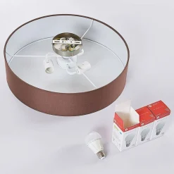 Lindby Gang|Loftlamper > loftlampe Sebatin, Ø 50 cm, lysebrun, stof, E27