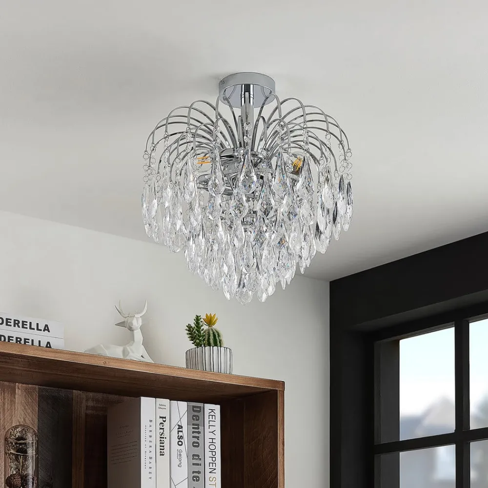 Loftlamper|Loftlamper ^ Lindby loftlampe Silino, grå, metal, Ø 40cm, E14