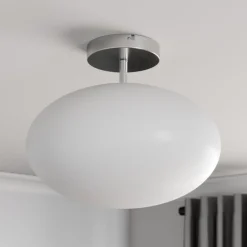 Lindby Loftlamper|Loftlamper > loftlampe Sonika, Ø 40 cm, nikkelfarvet, glas, E27