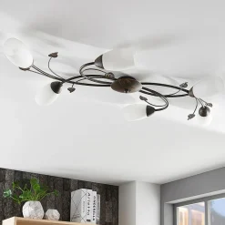 Lindby Loftlamper|Loftlamper > loftlampe Stefania, 6 lyskilder, sort/guld, 68 cm
