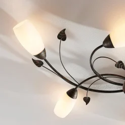 Lindby Loftlamper|Loftlamper > loftlampe Stefania, 6 lyskilder, sort/guld, 68 cm