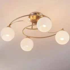 Gang|Loftlamper ^ Lindby loftlampe Svean, 4-lys, hvid, glas, længde 42,5 cm