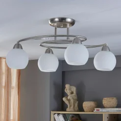 Gang|Loftlamper ^ Lindby loftlampe Svean, 4-lys, hvid, glas, længde 42,5 cm