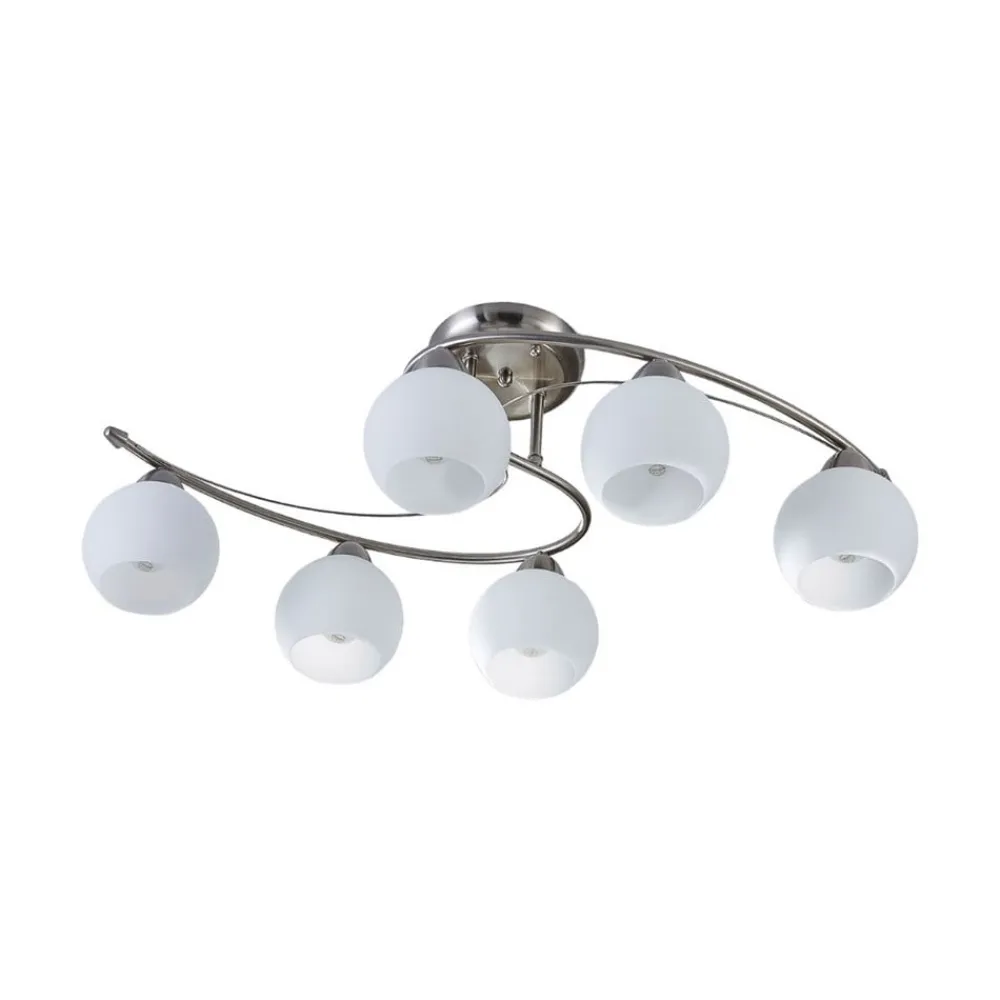 Lindby Gang|Loftlamper > loftlampe Svean, 6 lyskilder, hvid, glas, længde 75 cm