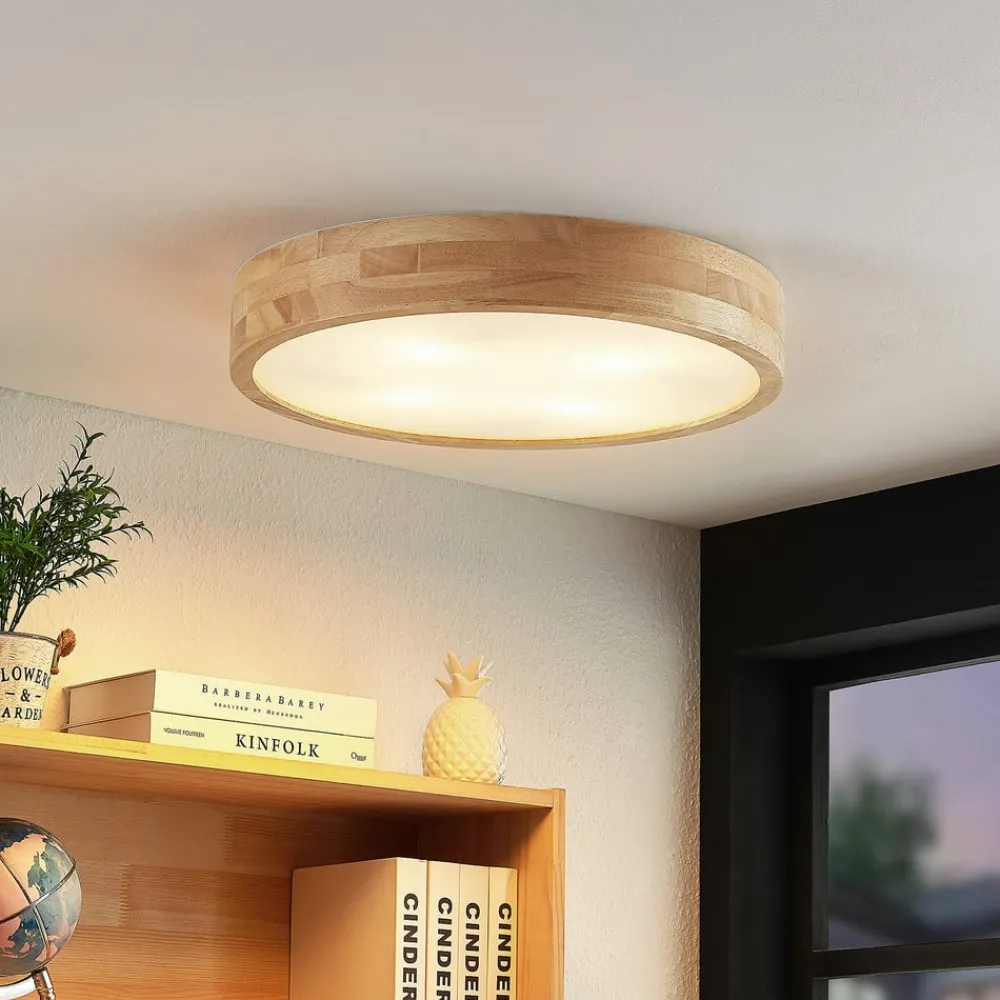 Lindby Gang|Loftlamper > loftlampe Tanju, Ø 50 cm, 4 lyskilder, egetræ, E27