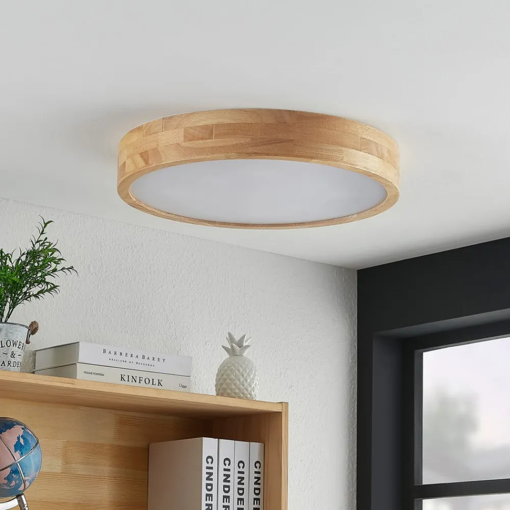 Lindby Gang|Loftlamper > loftlampe Tanju, Ø 50 cm, 4 lyskilder, egetræ, E27