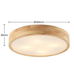 Lindby Gang|Loftlamper > loftlampe Tanju, Ø 50 cm, 4 lyskilder, egetræ, E27