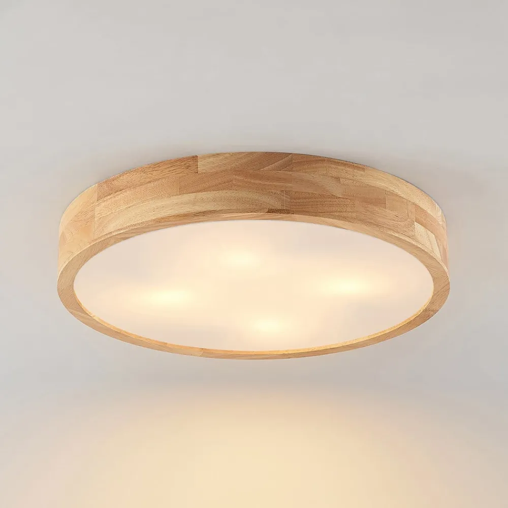 Lindby Gang|Loftlamper > loftlampe Tanju, Ø 50 cm, 4 lyskilder, egetræ, E27