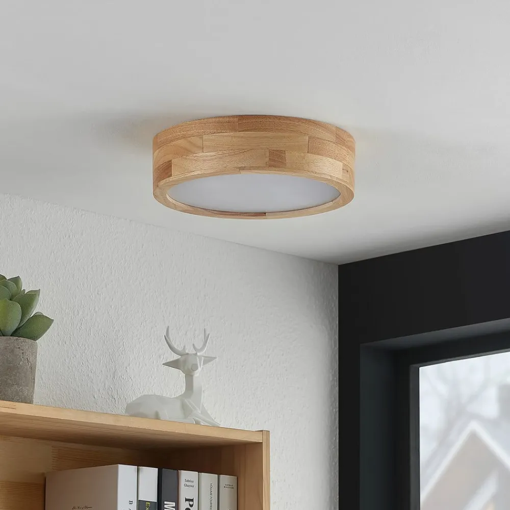 Lindby Gang|Loftlamper > loftlampe Tanju, Ø 30 cm, 2 lyskilder, egetræ, E27