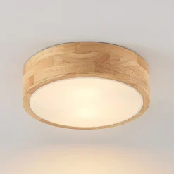 Lindby Gang|Loftlamper > loftlampe Tanju, Ø 30 cm, 2 lyskilder, egetræ, E27
