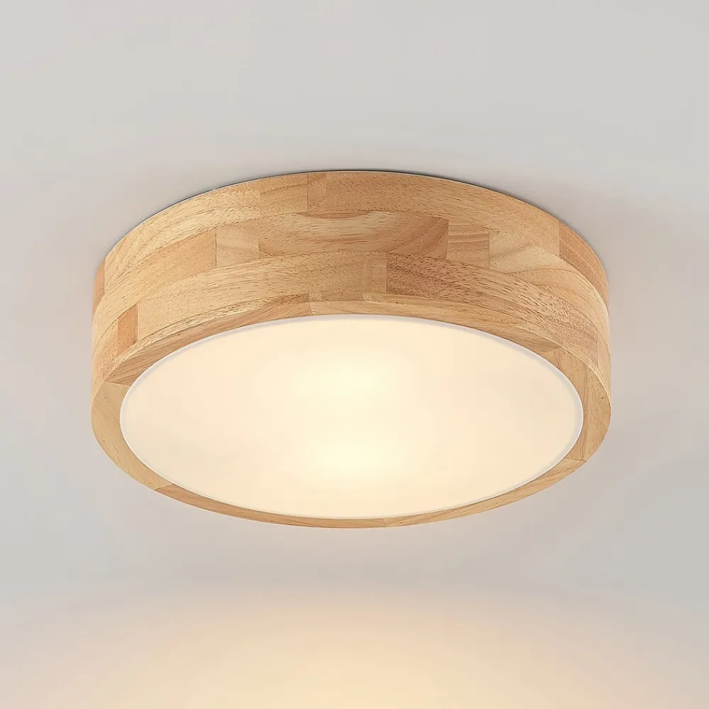 Lindby Gang|Loftlamper > loftlampe Tanju, Ø 30 cm, 2 lyskilder, egetræ, E27