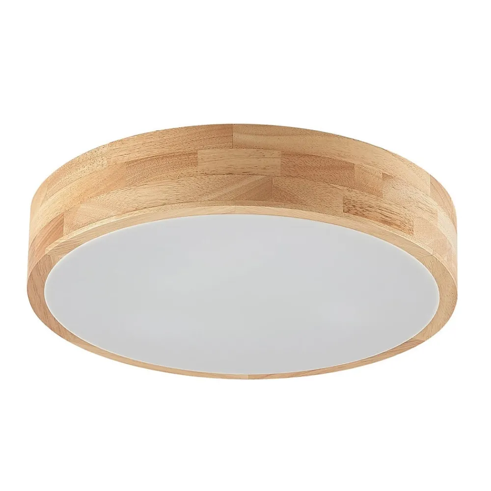 Gang|Loftlamper ^ Lindby loftlampe Tanju, Ø 40 cm, 3 lyskilder, egetræ, E27