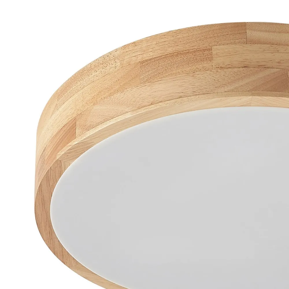 Gang|Loftlamper ^ Lindby loftlampe Tanju, Ø 40 cm, 3 lyskilder, egetræ, E27