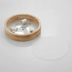 Gang|Loftlamper ^ Lindby loftlampe Tanju, Ø 40 cm, 3 lyskilder, egetræ, E27