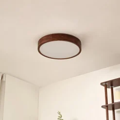 Lindby Gang|Loftlamper > loftlampe Tanju, Ø 50 cm, valnøddetræ, 4 lyskilder, E27