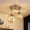 Lindby Loftlamper > loftlampe Teeja, amber, 3 lyskilder, Ø47cm, glas, E27