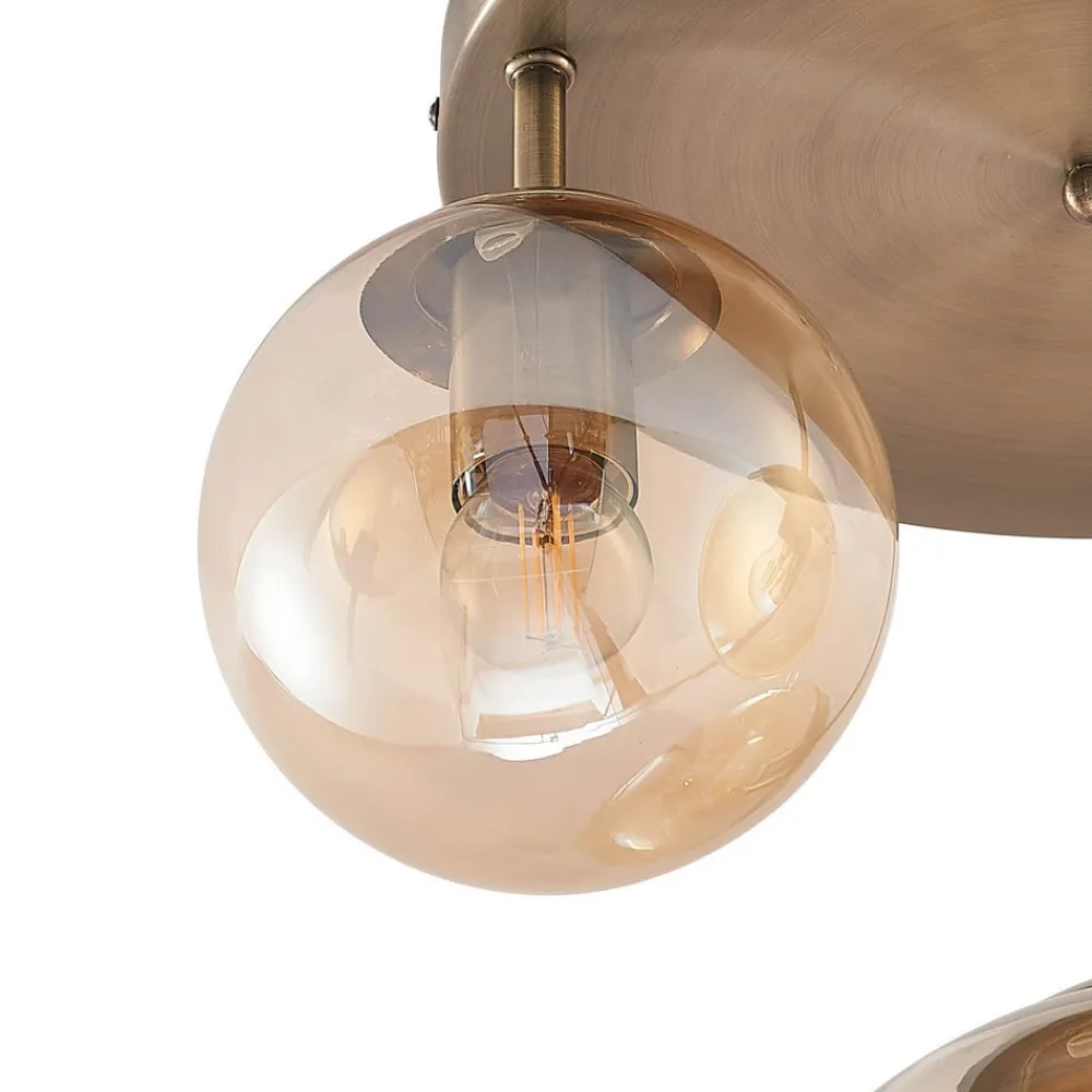 Lindby Loftlamper > loftlampe Teeja, amber, 3 lyskilder, Ø47cm, glas, E27