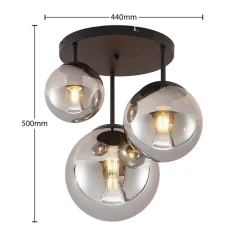 Lindby Gang|Loftlamper > loftlampe Teeja, smoke, 3 lyskilder, Ø47cm, glas, E27