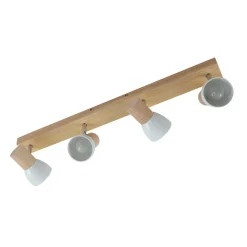 Loftlamper|Pendellamper ^ Lindby loftlampe Thorin, 67 cm, 4 lyskilder, hvid, træ, E14