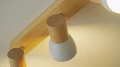 Loftlamper|Pendellamper ^ Lindby loftlampe Thorin, 67 cm, 4 lyskilder, hvid, træ, E14